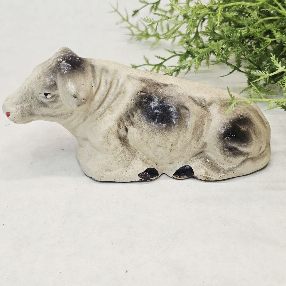 Vintage Paper Mache Cow Christmas Nativity Manger Scene Figurine Japan 5"
